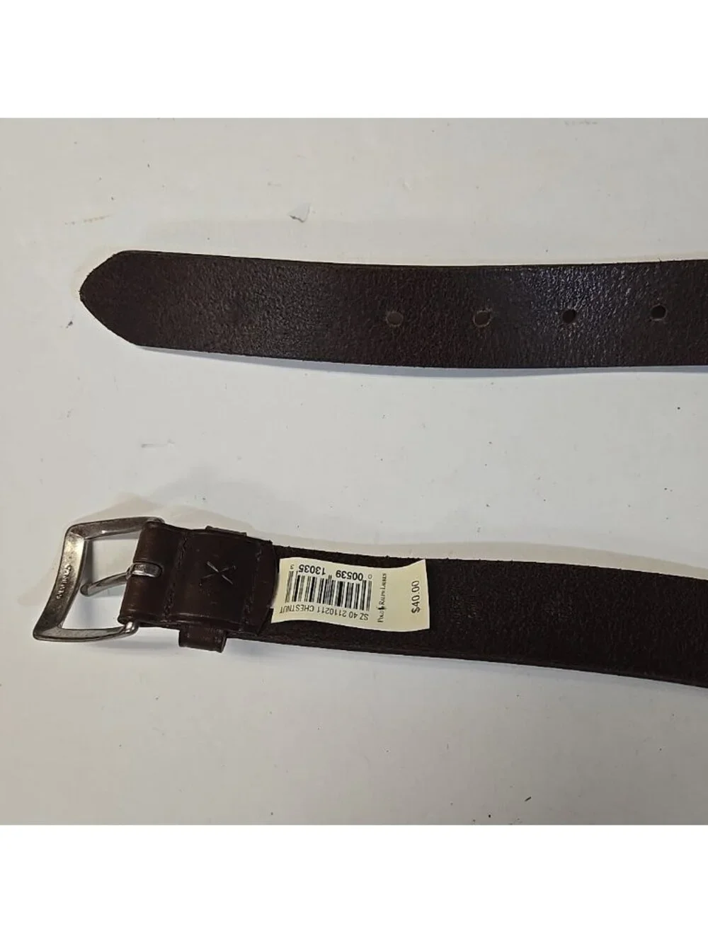 NWT Polo Ralph Lauren Italian Saddle Leather Belt Mens Size 40 Chestnut Leather